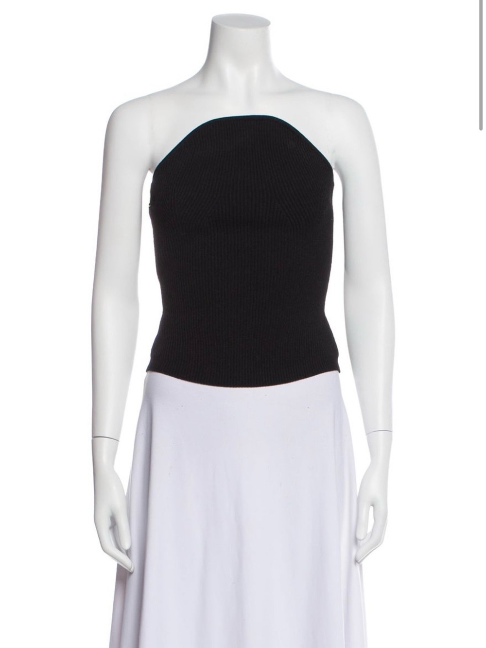 KHAITE Black Strapless Ribbed Knit Camisole